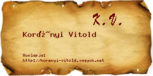 Korényi Vitold névjegykártya